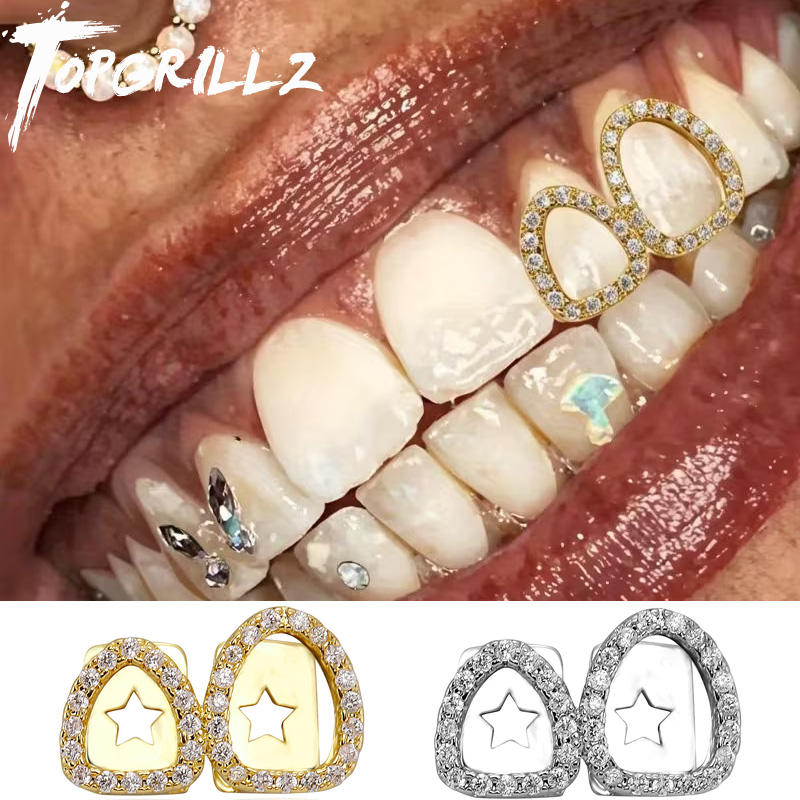 Body Jewelry Men - TOPGRILLZ Iced Out Double Hollow Shiny