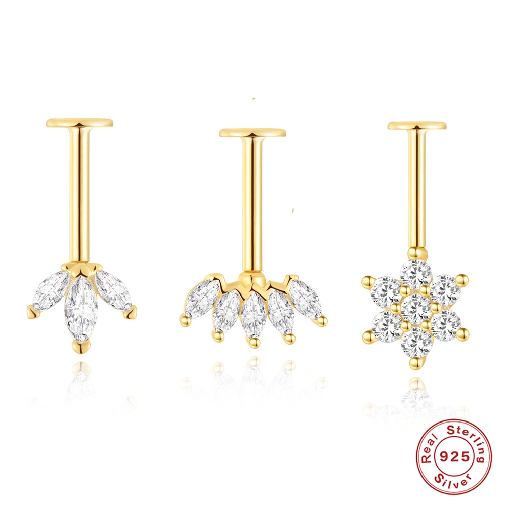 Tragus Flat Back - AIDE 925 Sterling Silver Earring for
