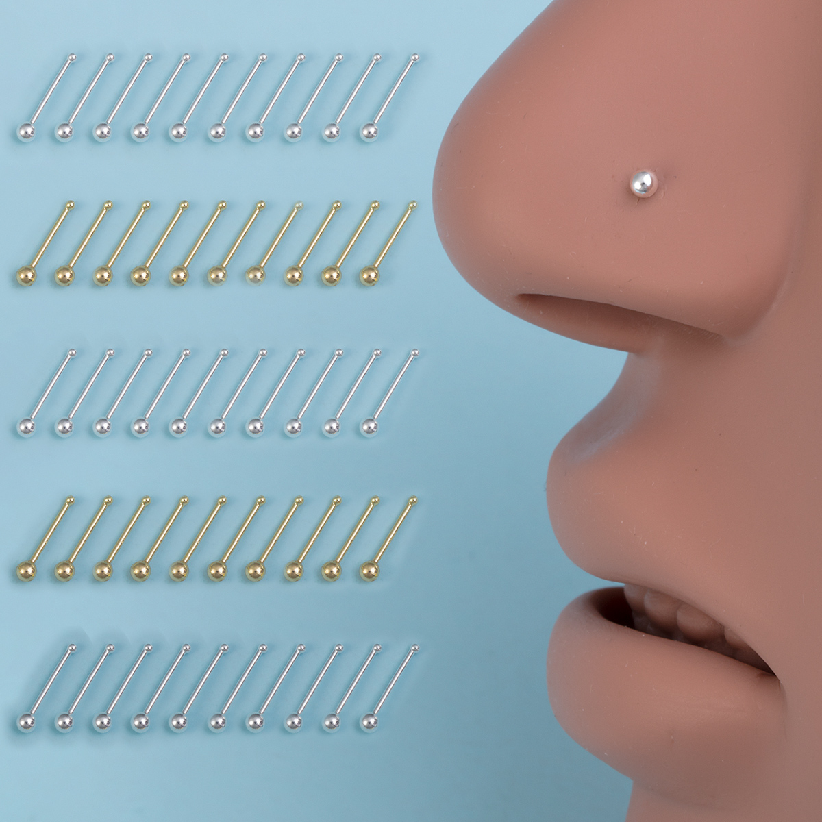 Nostril Screw Pin - 10pcs Nose Stud Rings Cartilage Daith