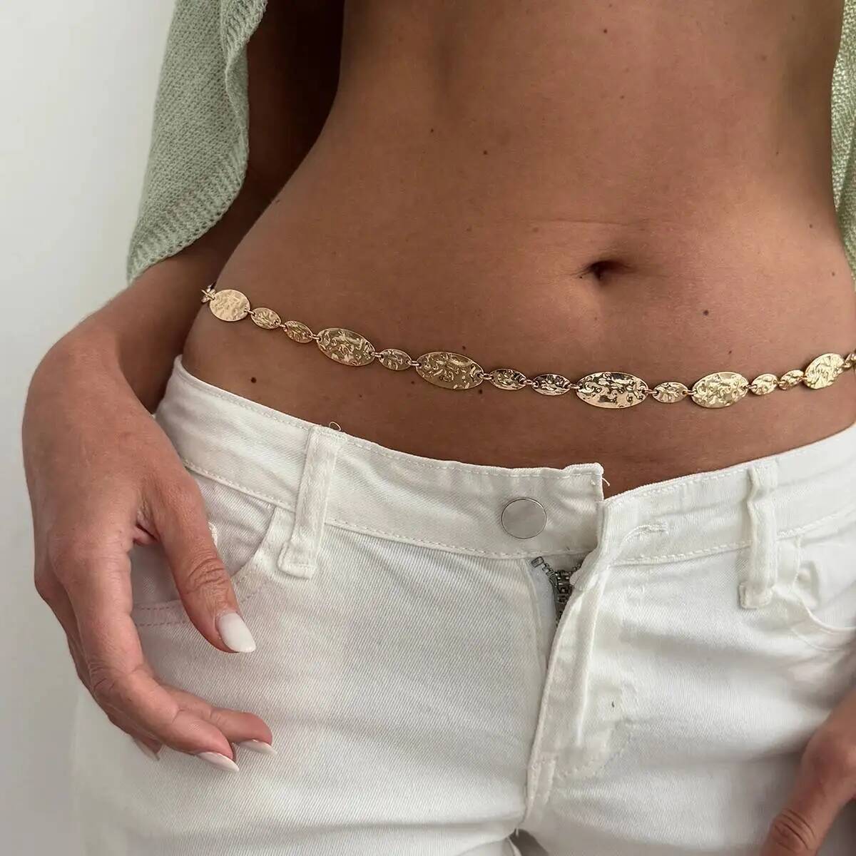 Body Jewelry Trend - IngeSight.Z Simple Vintage Fold Metal Waist
