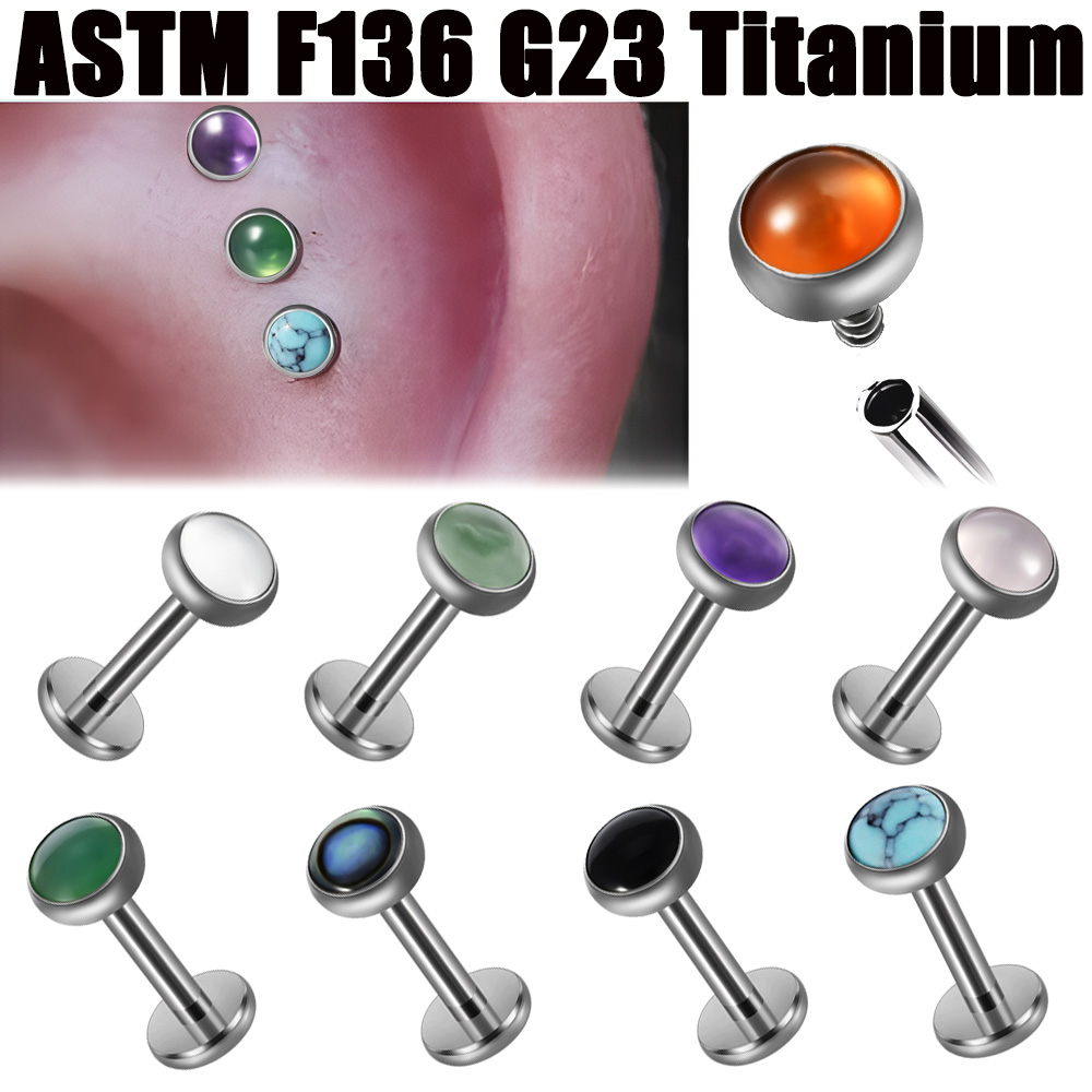 Tragus Flat Back - 1PC 16g G23 Titanium Crystal&Stone&Shell Flat