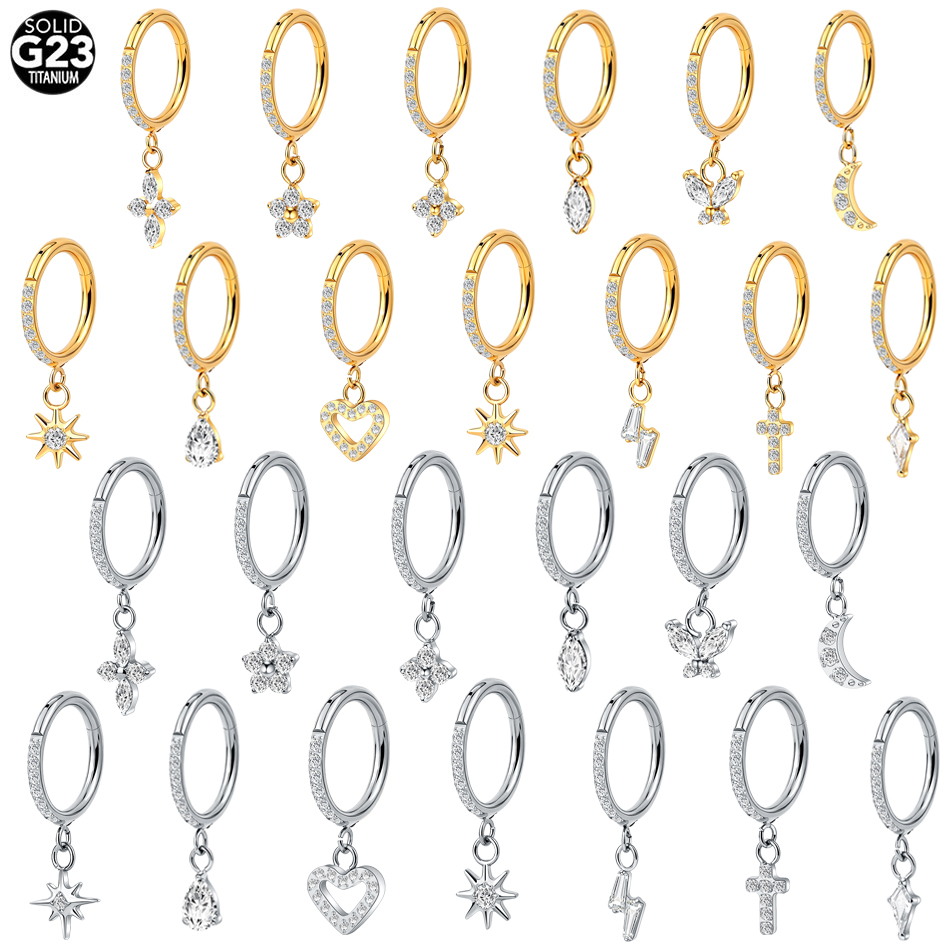 5Pcs Titanium Zircon Hoop Earr - Body Jewelry Trend ulasan dan harga