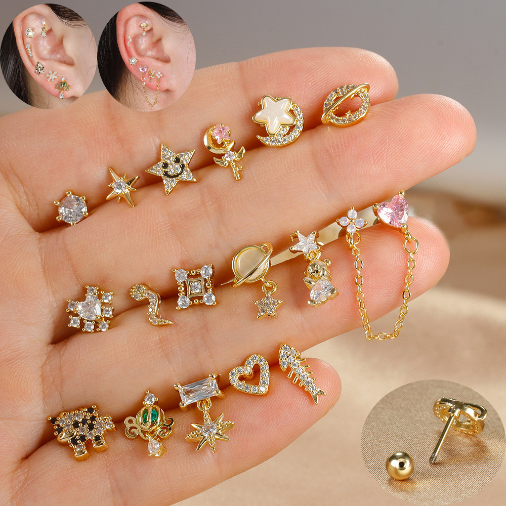 1pc Cartilage Ear Piercing Ear - Tragus Flat Back ulasan dan harga