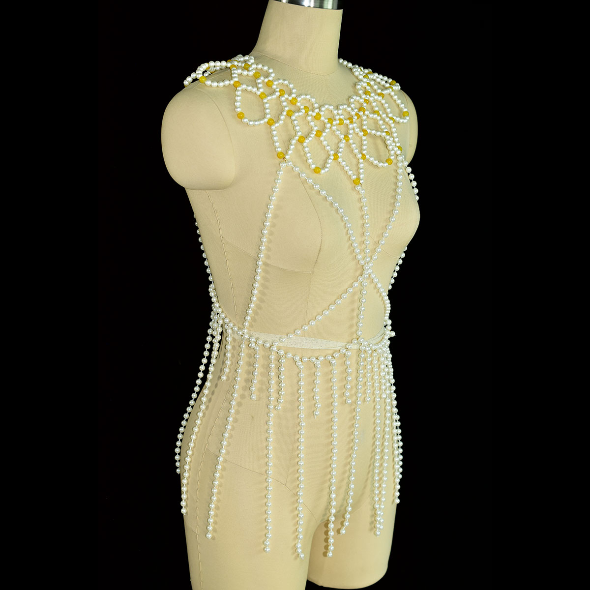 Fashion Faux Pearl Body Jewelr - Yellow Body Jewelry ulasan dan harga
