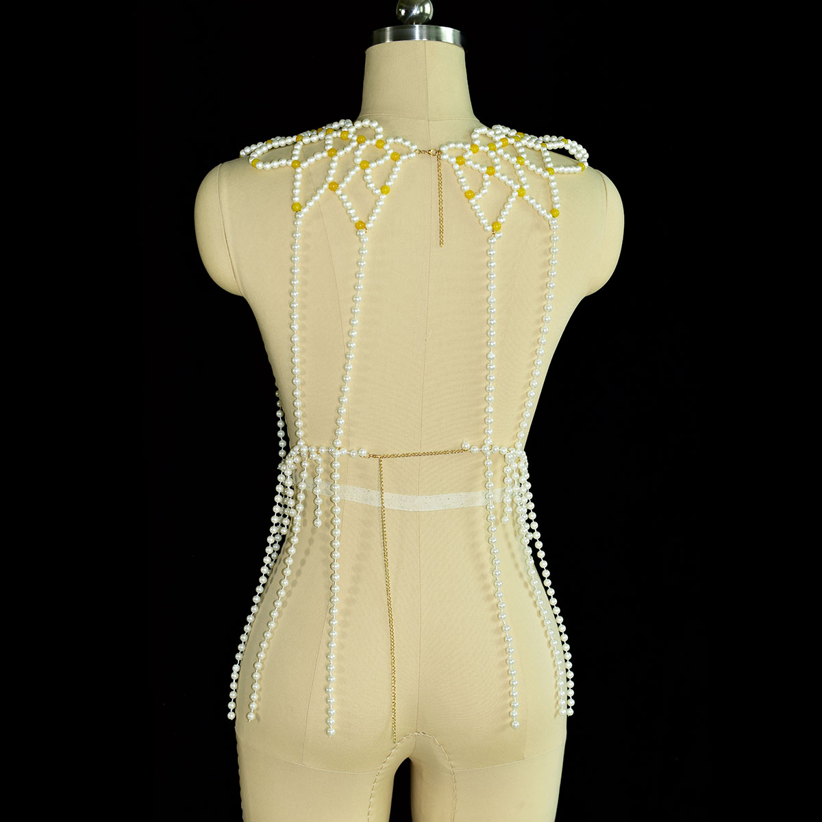 Fashion Faux Pearl Body Jewelr - Yellow Body Jewelry ulasan dan harga