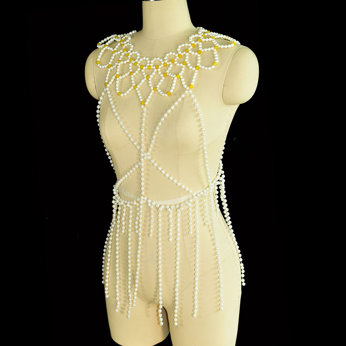 Fashion Faux Pearl Body Jewelr - Yellow Body Jewelry ulasan dan harga
