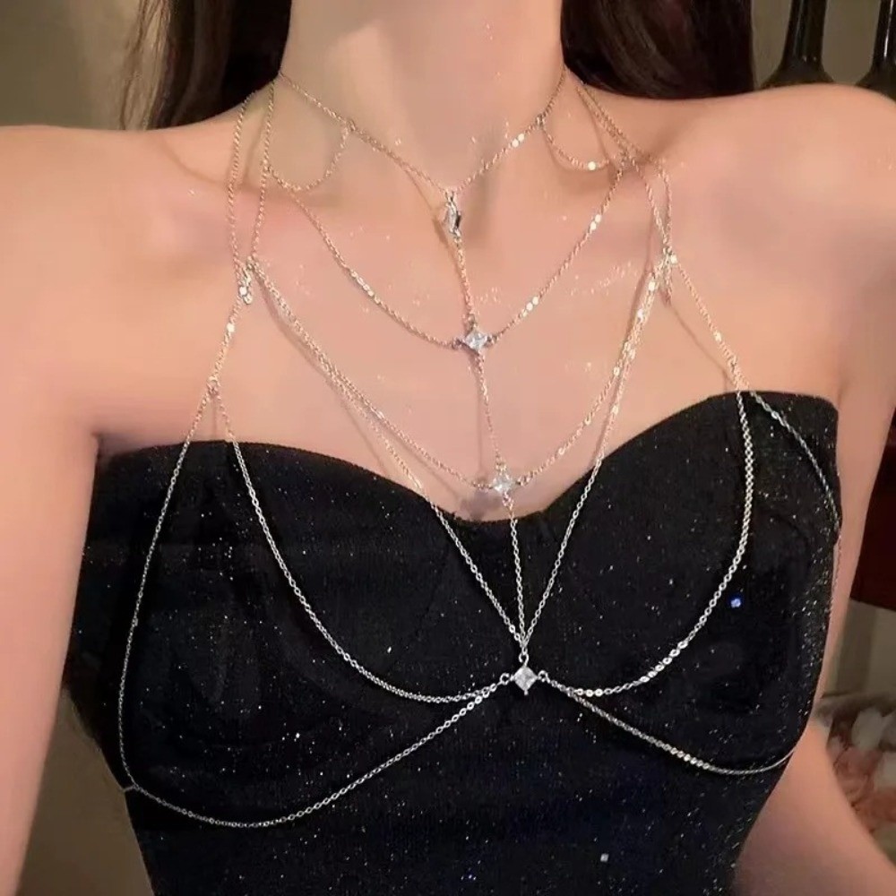 Glitter Rhinestone Bust Chain  - Body Jewelry Trend ulasan dan harga
