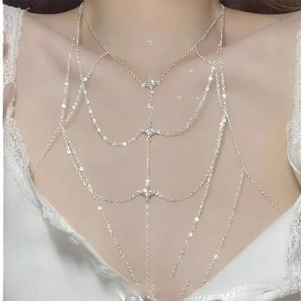 Glitter Rhinestone Bust Chain  - Body Jewelry Trend ulasan dan harga