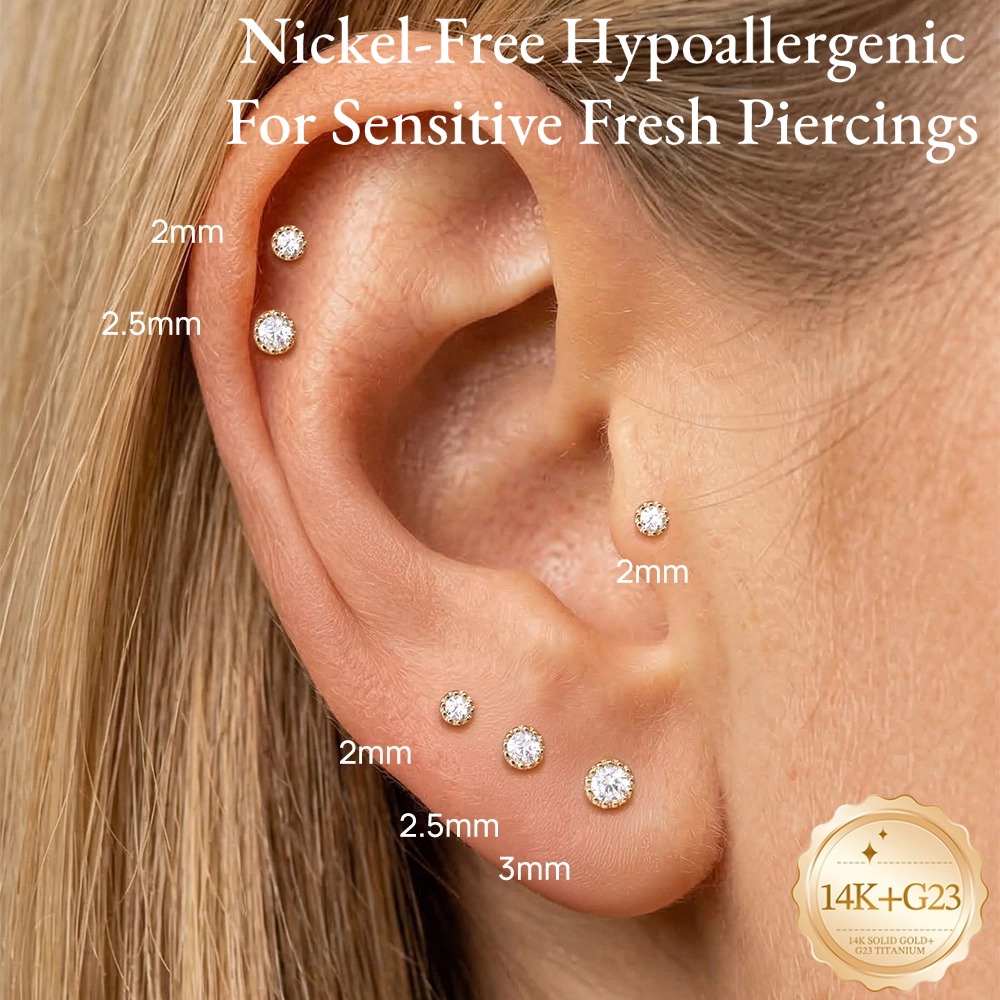 DIeSchein 14K Solid Gold Pierc - Tragus Flat Back ulasan dan harga
