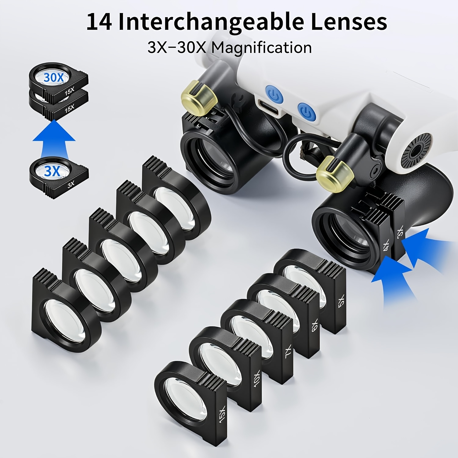 Head-mounted LED Magnifying Gl - Body Jewelry Display Case ulasan dan harga