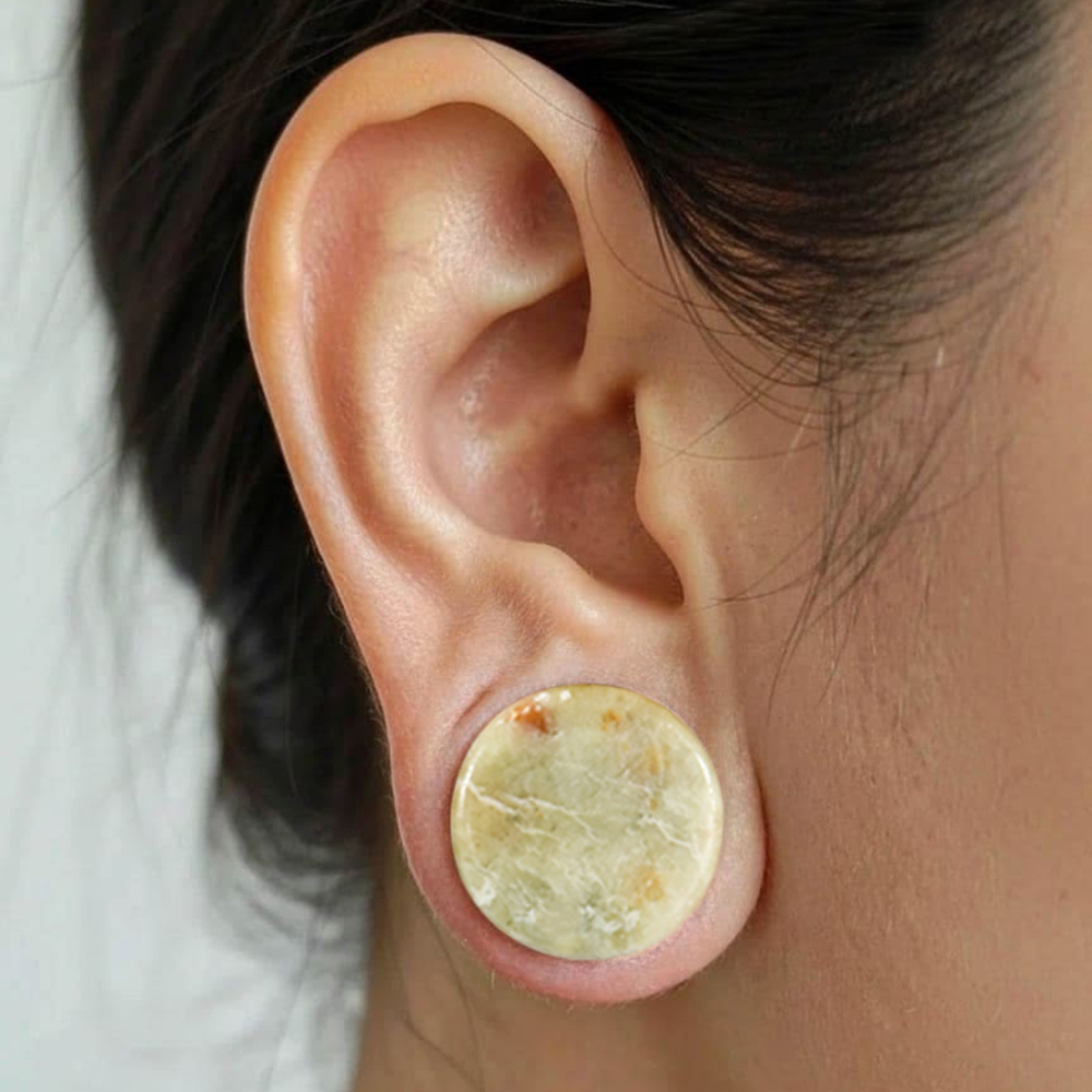 1-2PCS Nature Green-yellow Jad - Yellow Body Jewelry ulasan dan harga