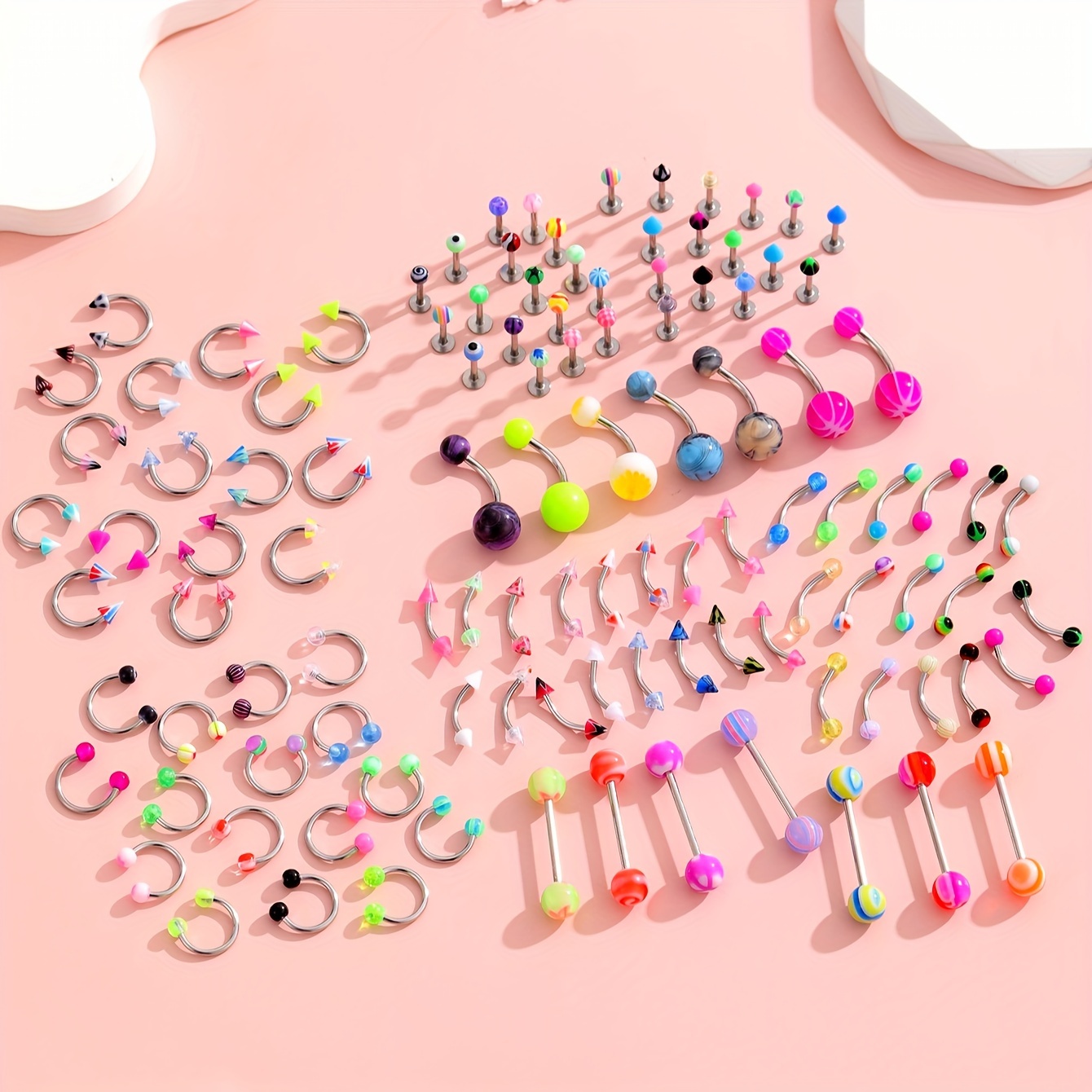45/80/110Pcs Mix Styles Stainl - Body Jewelry Display Case ulasan dan harga