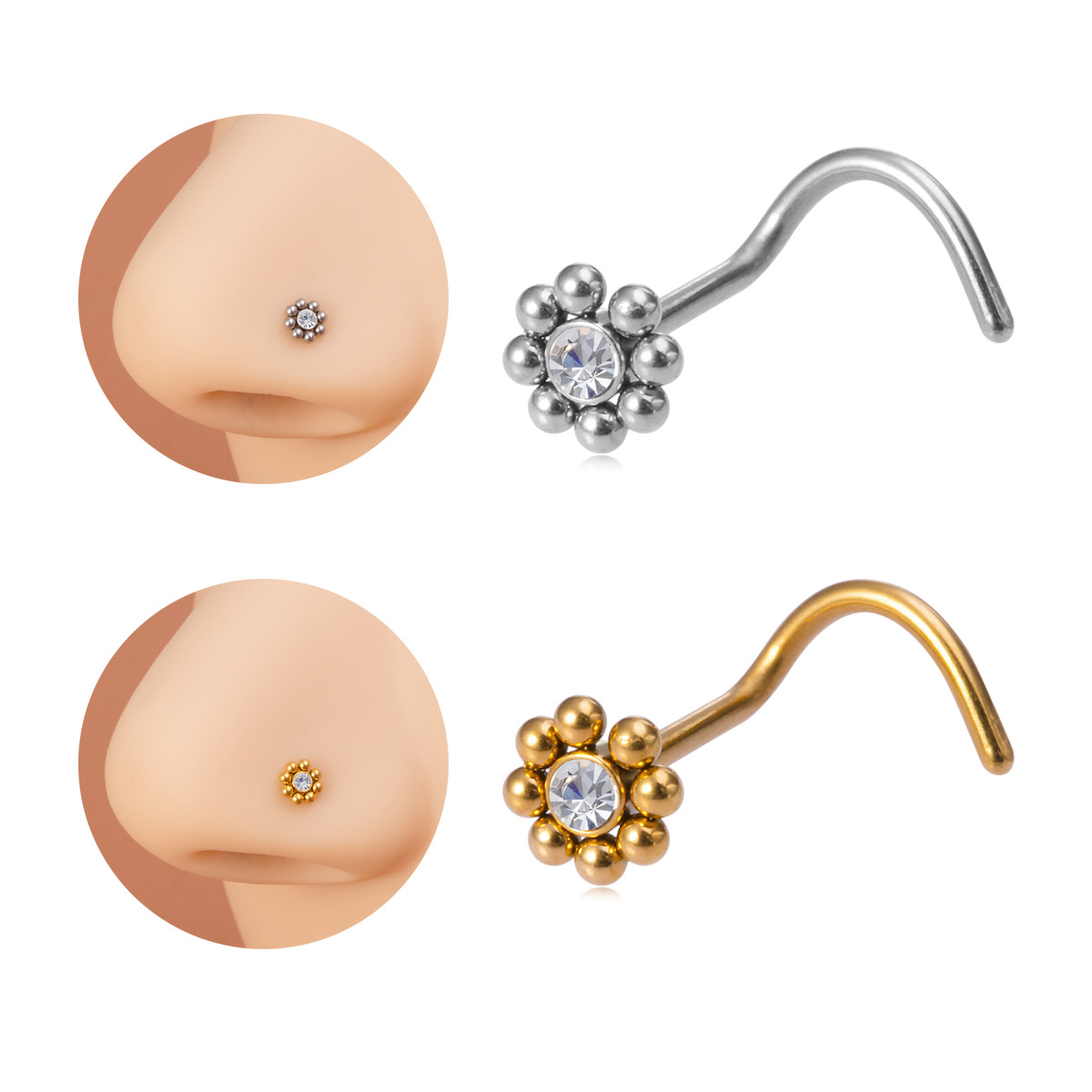 1pc of Flower-Shaped Screw Nos - Nostril Screw Pin ulasan dan harga