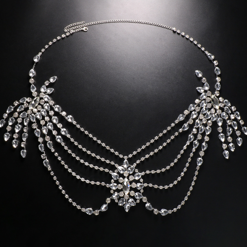 Boho Crystal Bridal Shoulder C - Body Jewelry Necklace ulasan dan harga