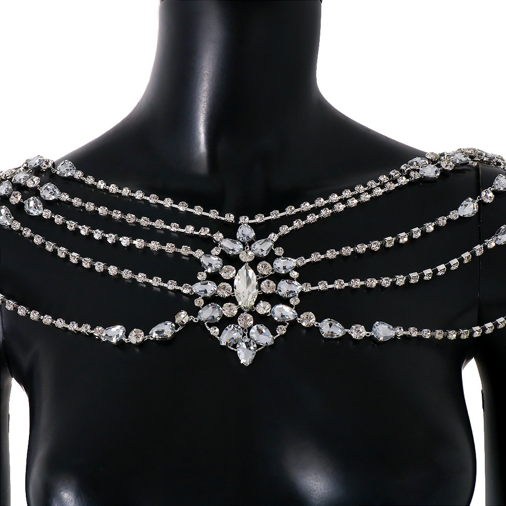 Boho Crystal Bridal Shoulder C - Body Jewelry Necklace ulasan dan harga