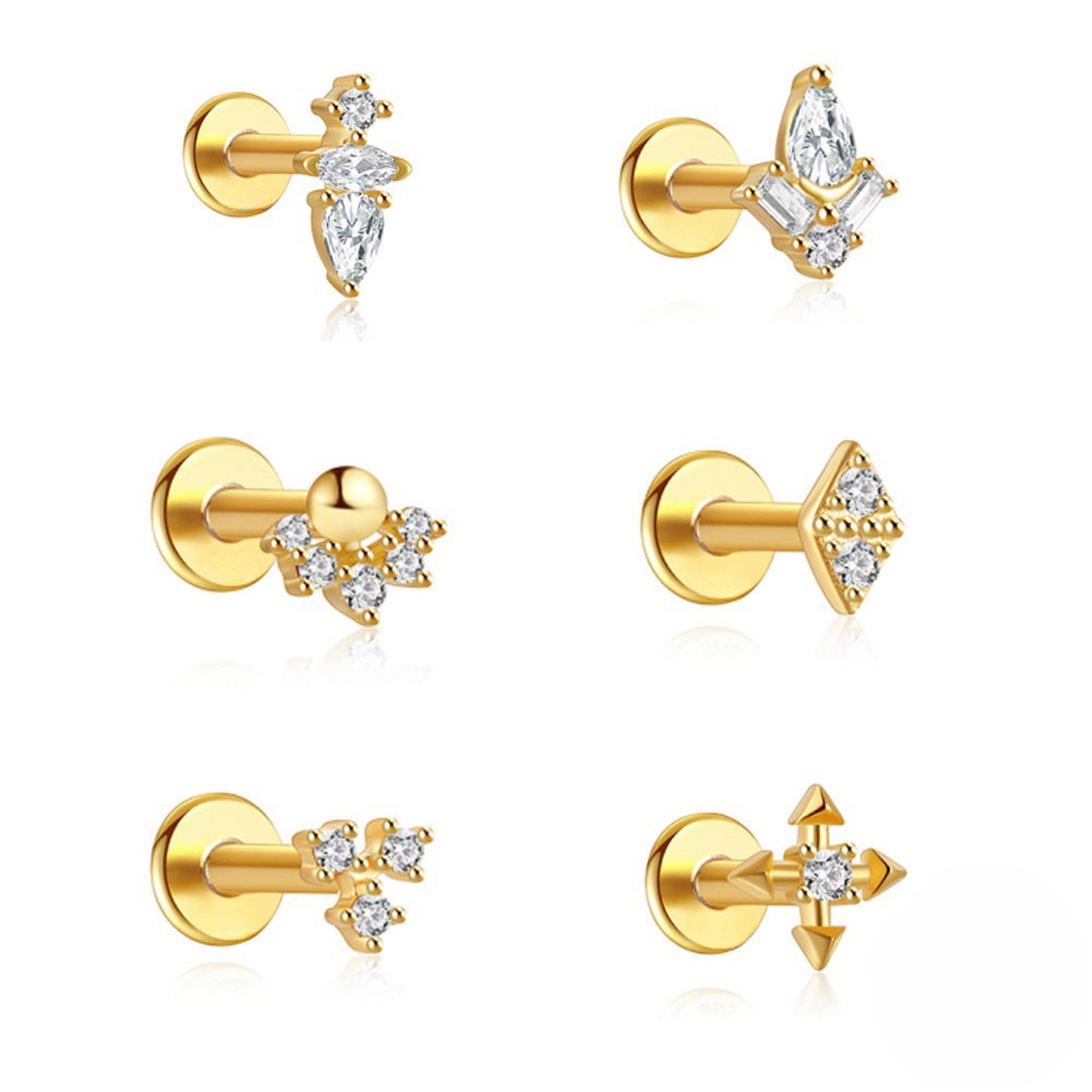 1PC Stainless Steel Crystal CZ - Tragus Flat Back ulasan dan harga