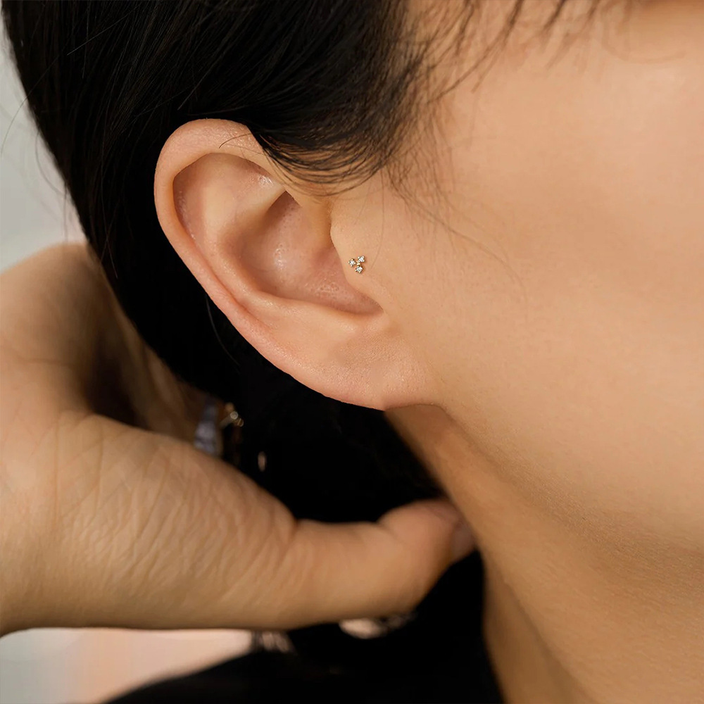1PC Stainless Steel Crystal CZ - Tragus Flat Back ulasan dan harga