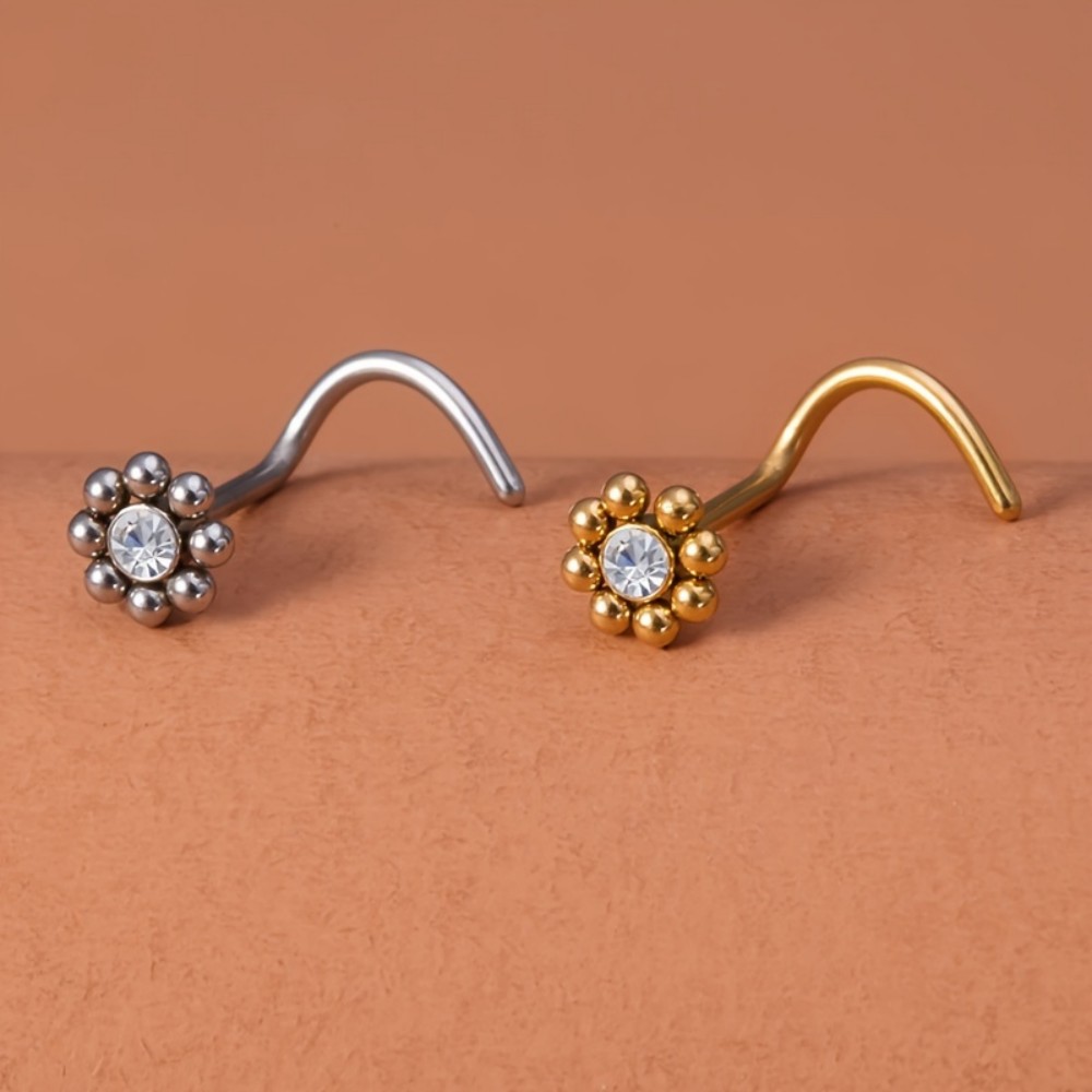 1pc of Flower-Shaped Screw Nos - Nostril Screw Pin ulasan dan harga