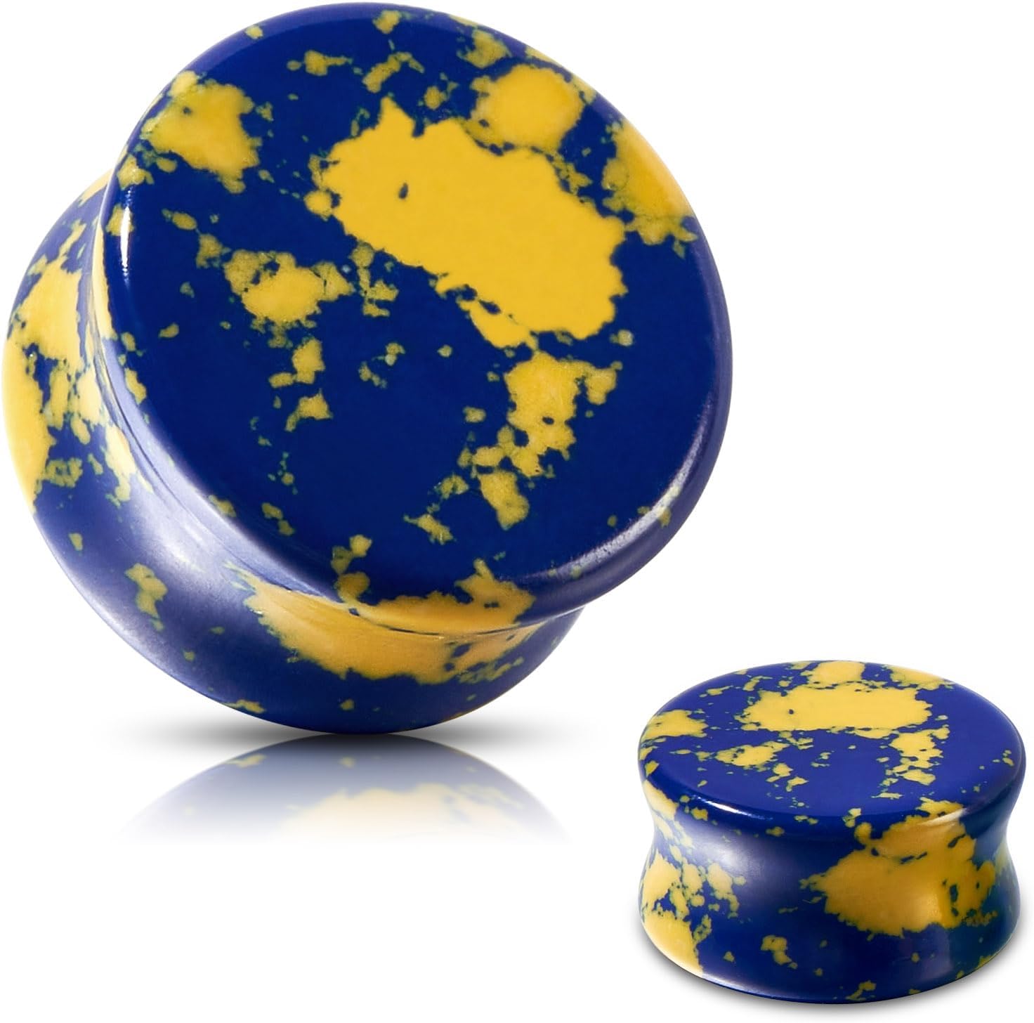 Stone Ear Gauges Plugs Saddle  - Yellow Body Jewelry ulasan dan harga