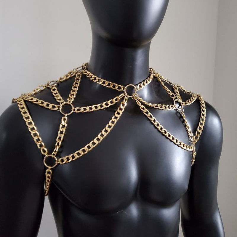 Punk Men Shoulder Body Chain B - Body Jewelry Men ulasan dan harga