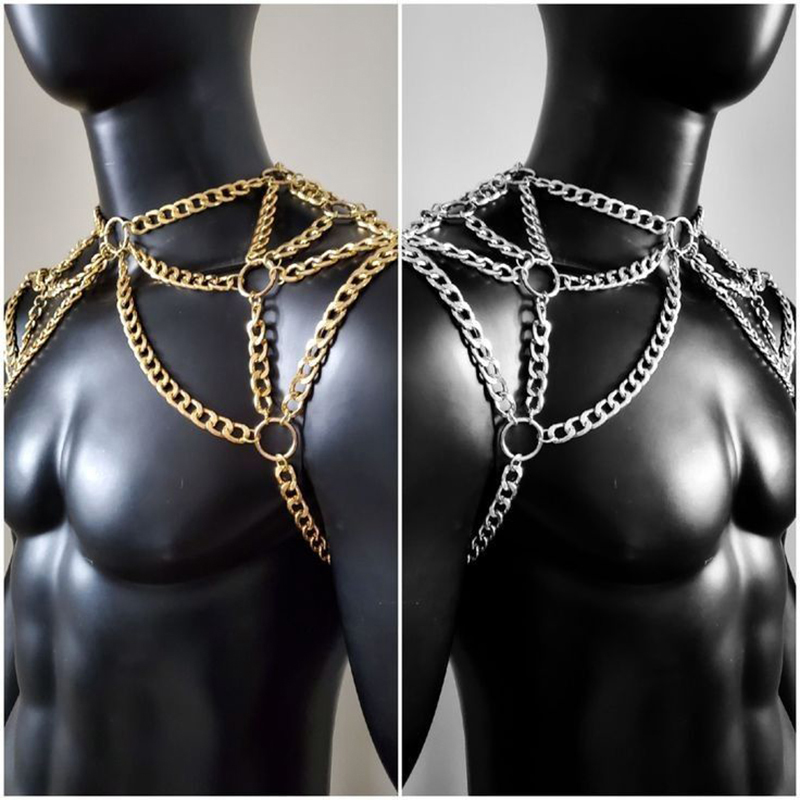 Punk Men Shoulder Body Chain B - Body Jewelry Men ulasan dan harga
