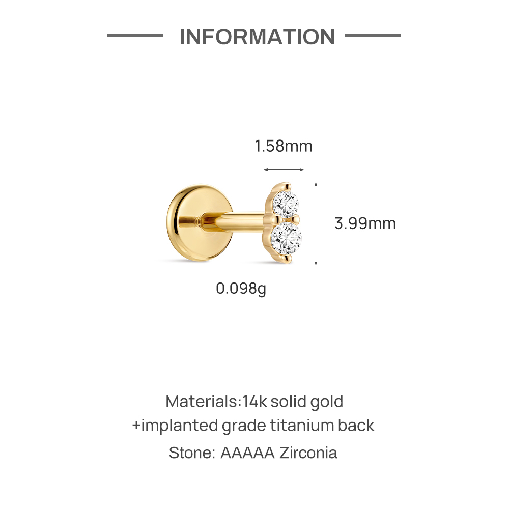 CANNER 1PC 14K Solid Gold Doub - Tragus Flat Back ulasan dan harga