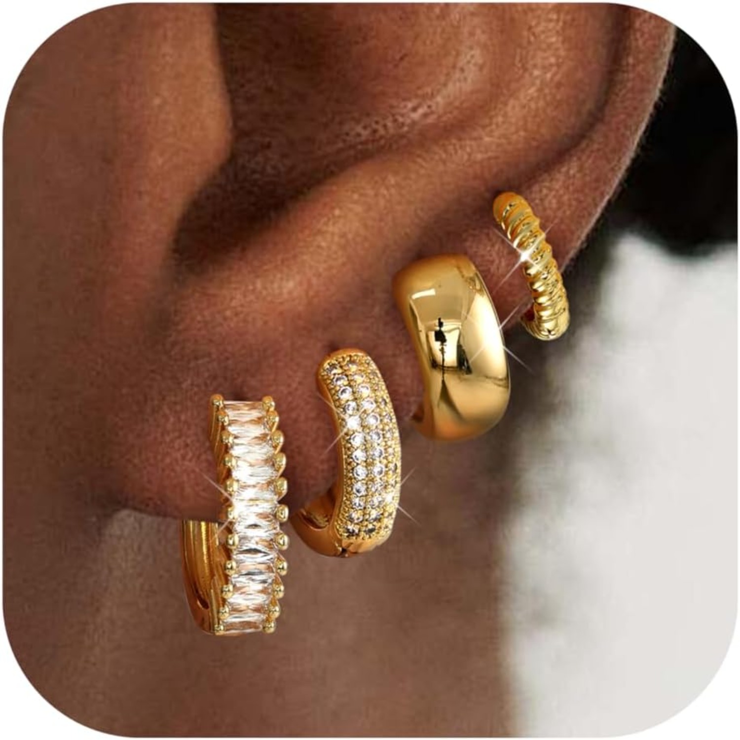 ORAZIO 4Pairs 14K Gold Plated  - Body Jewelry Trend ulasan dan harga