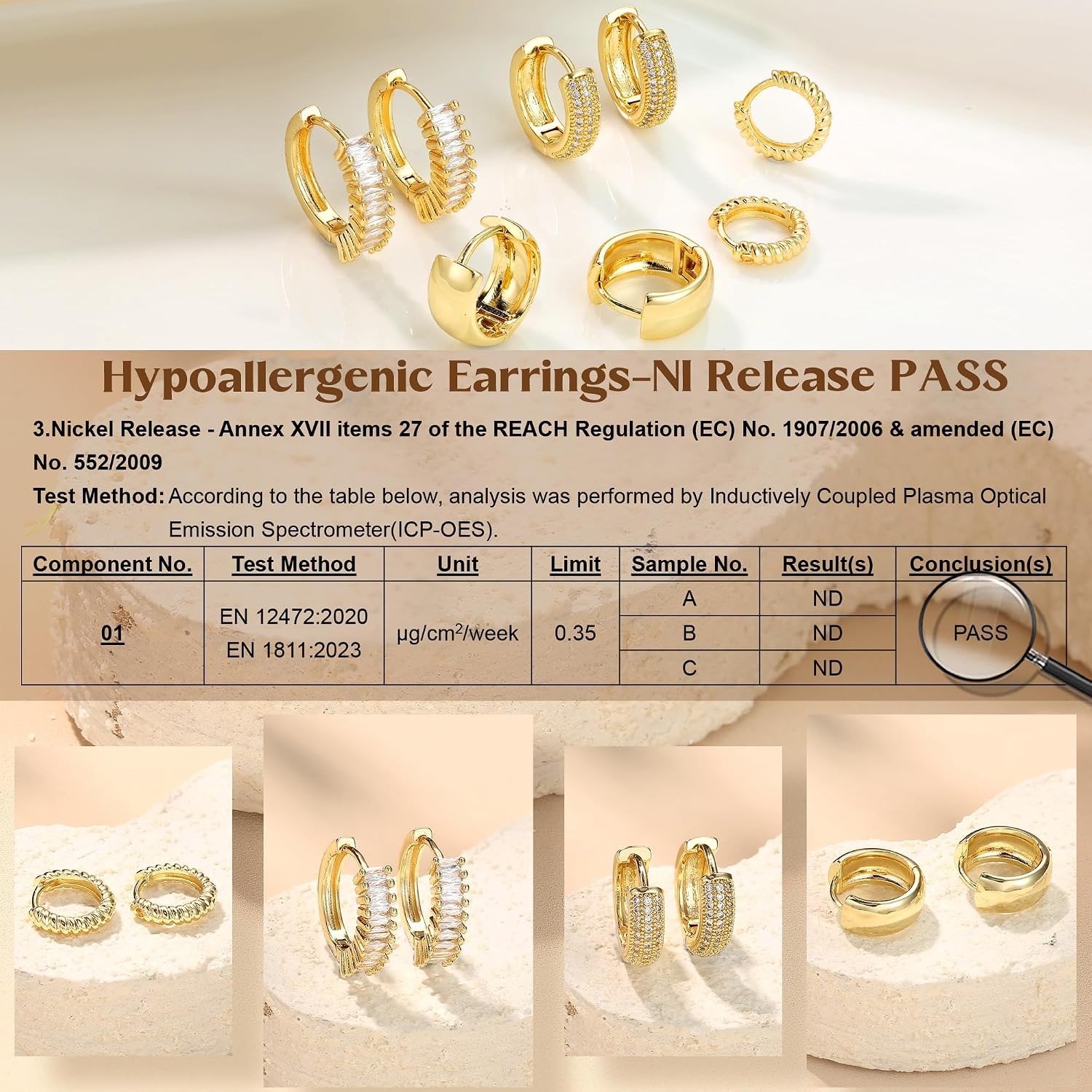 ORAZIO 4Pairs 14K Gold Plated  - Body Jewelry Trend ulasan dan harga