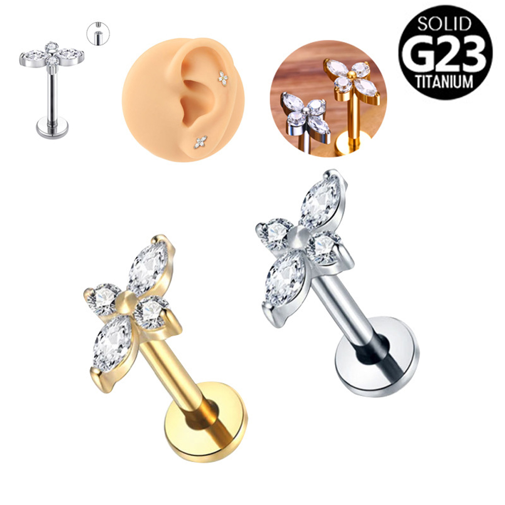 1PC G23 Titanium Labret Pierci - Tragus Flat Back ulasan dan harga