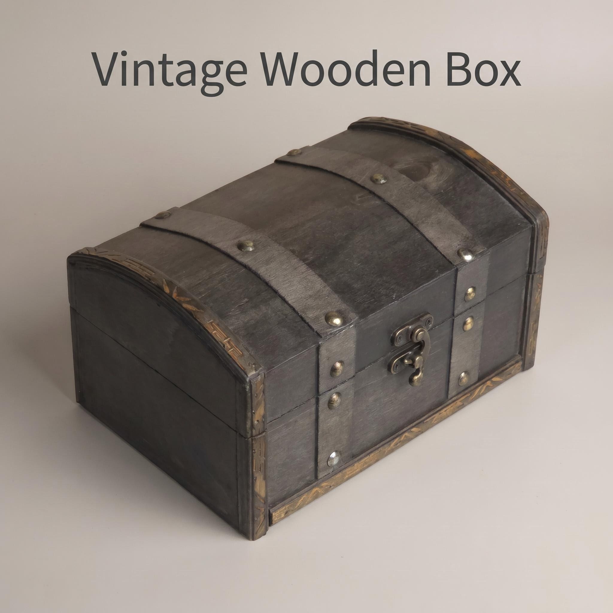 Vintage Wooden Box Treasure Ch - Body Jewelry Display Case ulasan dan harga