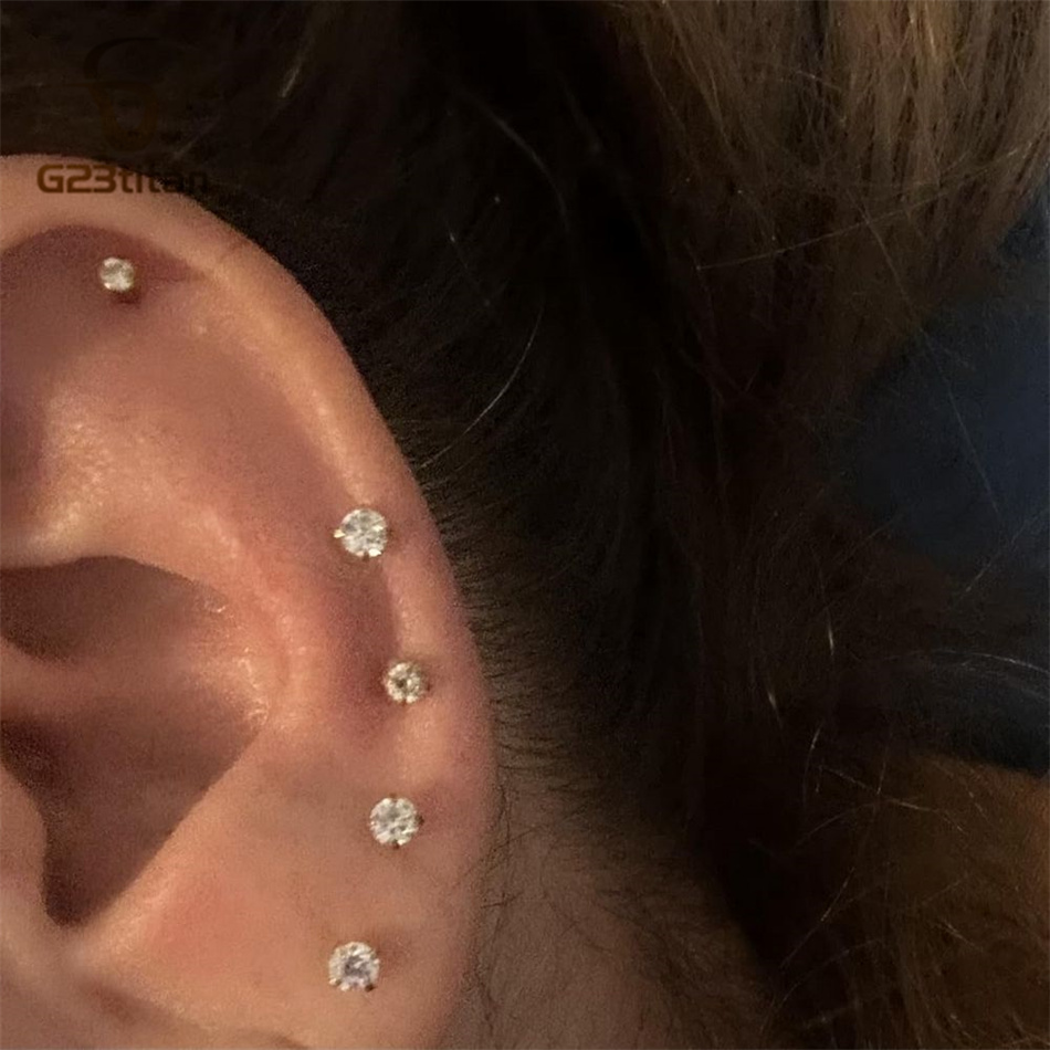 2pc G23 Titanium Push In Earri - Tragus Flat Back ulasan dan harga