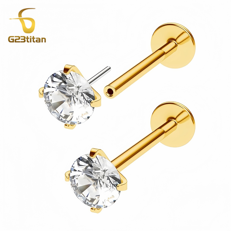 2pc G23 Titanium Push In Earri - Tragus Flat Back ulasan dan harga