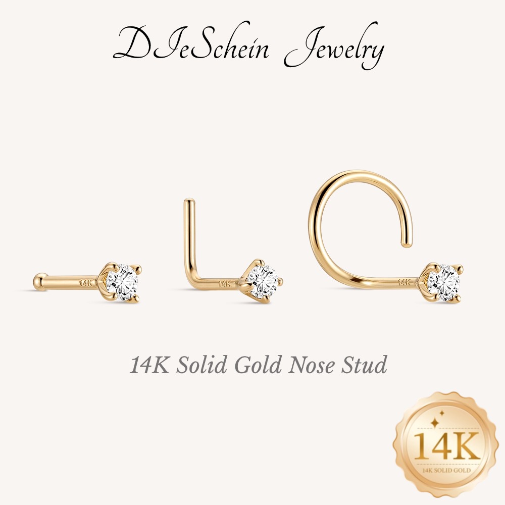 DIeSchein 14K Solid Gold Nose  - Yellow Body Jewelry ulasan dan harga