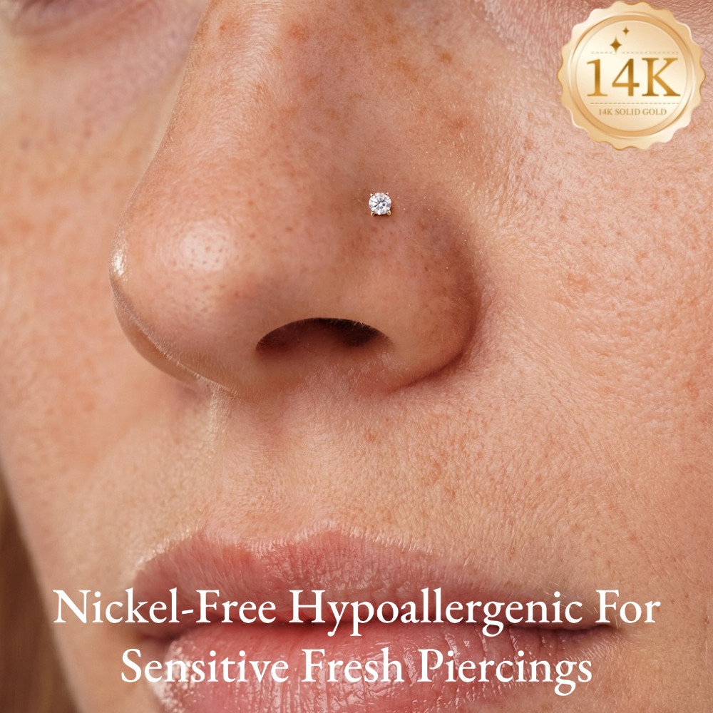 DIeSchein 14K Solid Gold Nose  - Yellow Body Jewelry ulasan dan harga