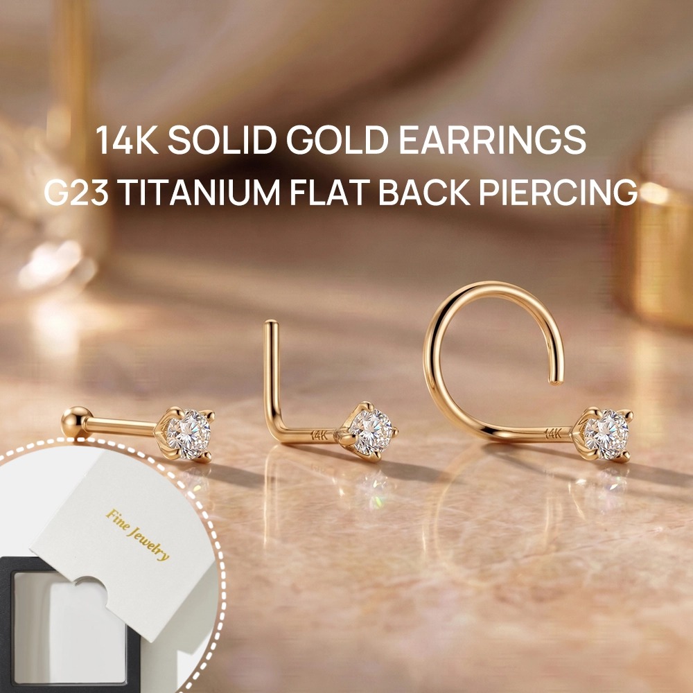 DIeSchein 14K Solid Gold Nose  - Yellow Body Jewelry ulasan dan harga