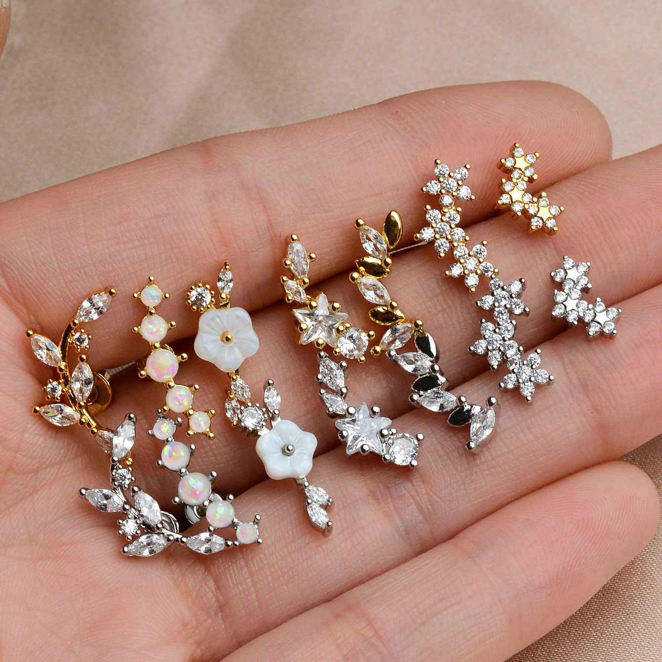 1PC Stainless Steel Star Flowe - Tragus Flat Back ulasan dan harga