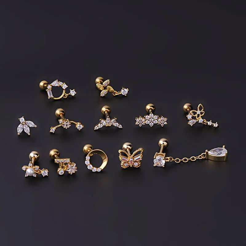 16G Tragus Helix Conch Piercin - Tragus Flat Back ulasan dan harga