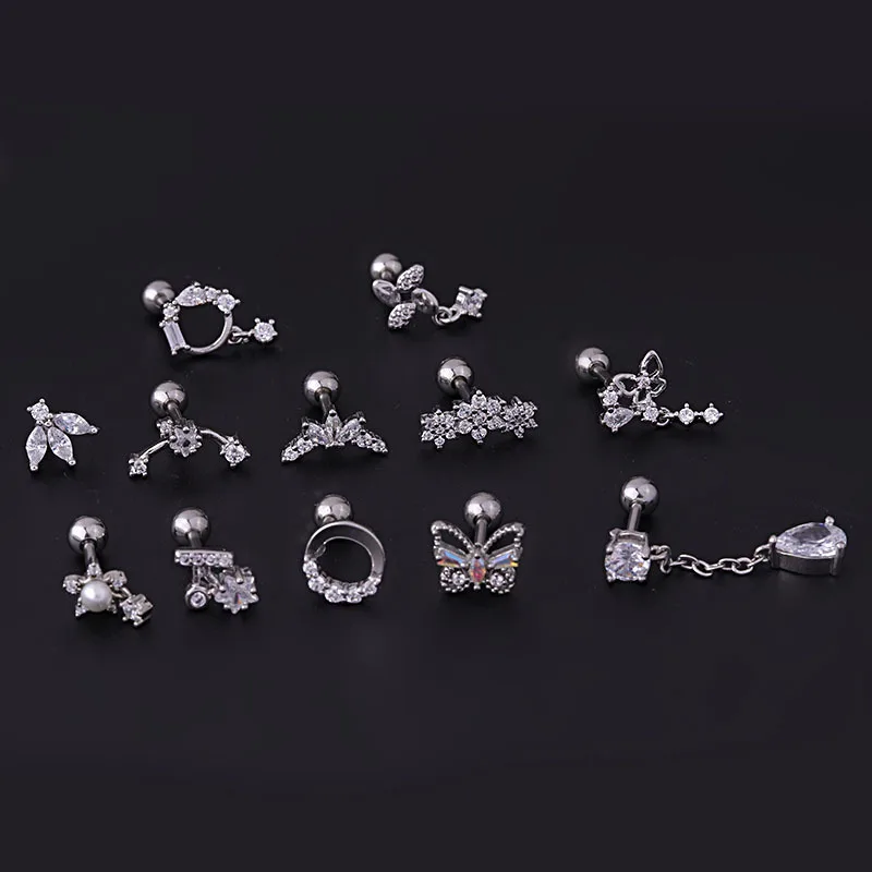 16G Tragus Helix Conch Piercin - Tragus Flat Back ulasan dan harga