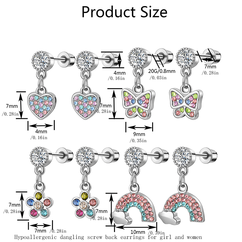 1/4 Pairs Hypoallergenic Dangl - Tragus Flat Back ulasan dan harga